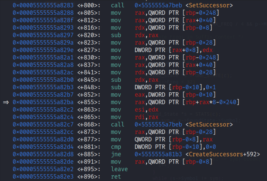 7zip gdb debugging on assembly level