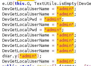 admin as password everywhere