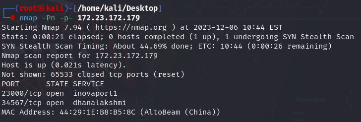 Identified Open Ports